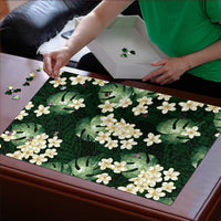 Green Tropical Hawaii Puzzle Seamless Monstera Plumeria Hawaiian Pattern LT14 - Polynesian Pride