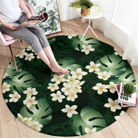 Green Tropical Hawaii Round Carpet Seamless Monstera Plumeria Hawaiian Pattern LT14 - Polynesian Pride