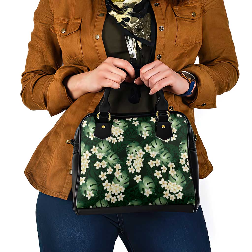 Green Tropical Hawaii Shoulder Handbag Seamless Monstera Plumeria Hawaiian Pattern LT14 - Polynesian Pride