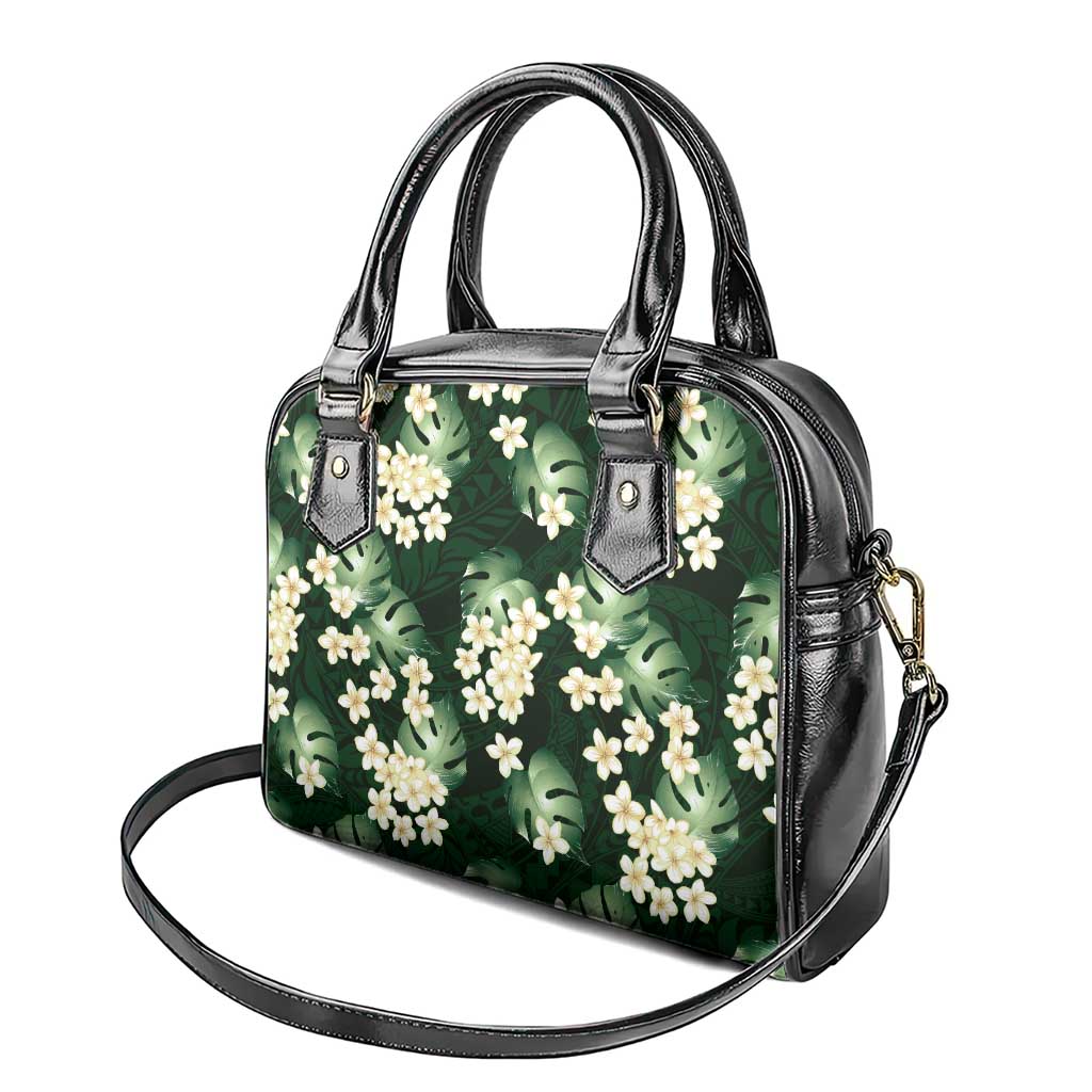 Green Tropical Hawaii Shoulder Handbag Seamless Monstera Plumeria Hawaiian Pattern LT14 - Polynesian Pride