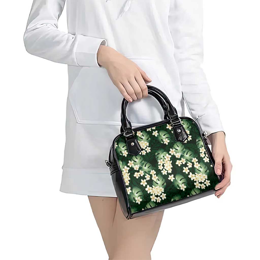 Green Tropical Hawaii Shoulder Handbag Seamless Monstera Plumeria Hawaiian Pattern LT14 - Polynesian Pride