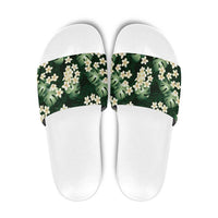 Green Tropical Hawaii Slide Sandals Seamless Monstera Plumeria Hawaiian Pattern LT14 Green - Polynesian Pride