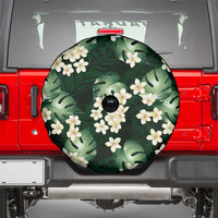 Green Tropical Hawaii Spare Tire Cover Seamless Monstera Plumeria Hawaiian Pattern - Polynesian Pride