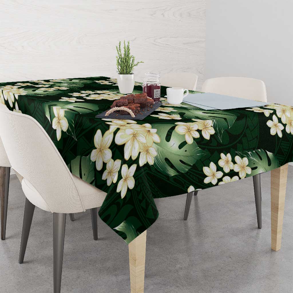 Green Tropical Hawaii Tablecloth Seamless Monstera Plumeria Hawaiian Pattern LT14 - Polynesian Pride