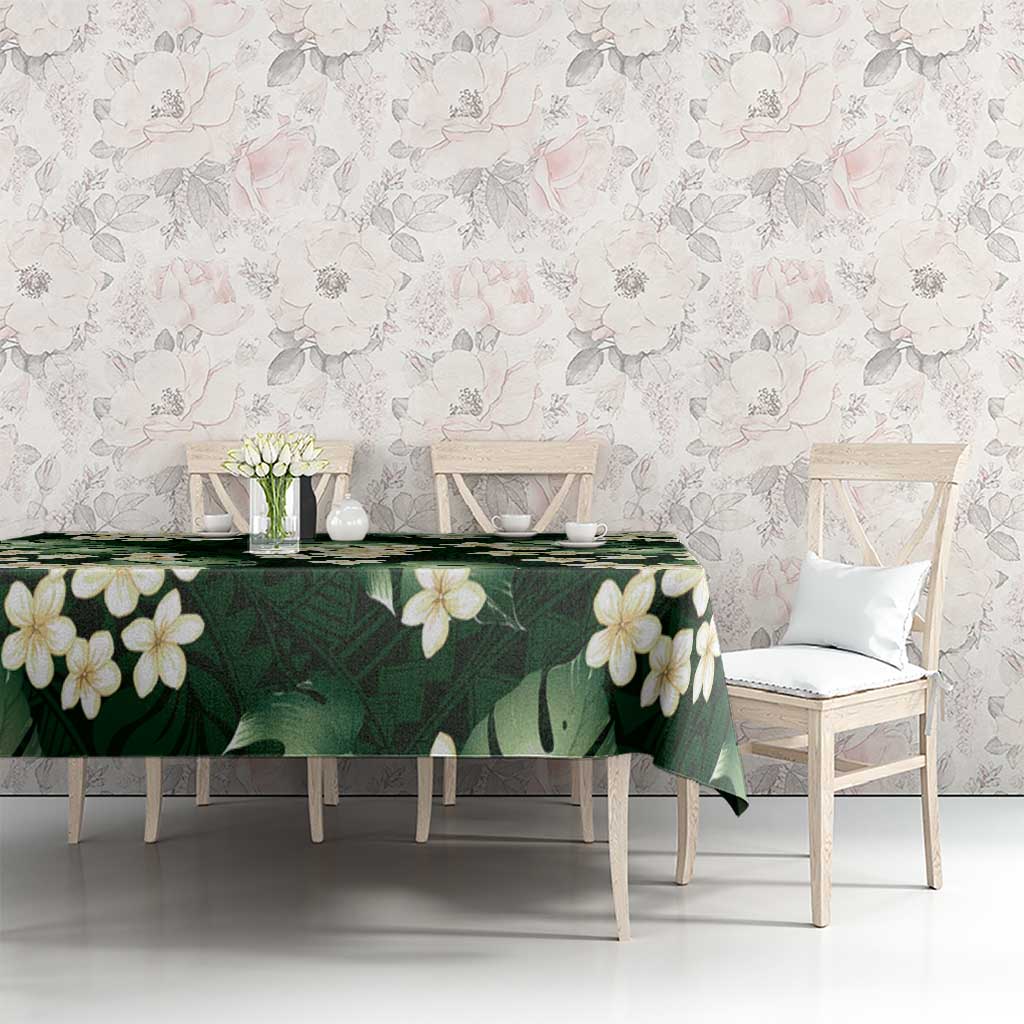 Green Tropical Hawaii Tablecloth Seamless Monstera Plumeria Hawaiian Pattern LT14 - Polynesian Pride