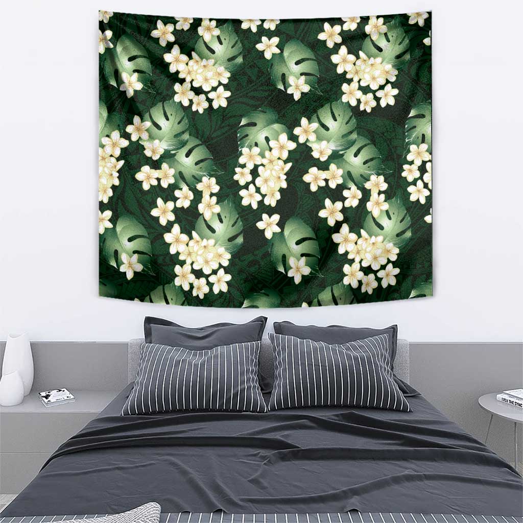 Green Tropical Hawaii Tapestry Seamless Monstera Plumeria Hawaiian Pattern LT14 - Polynesian Pride