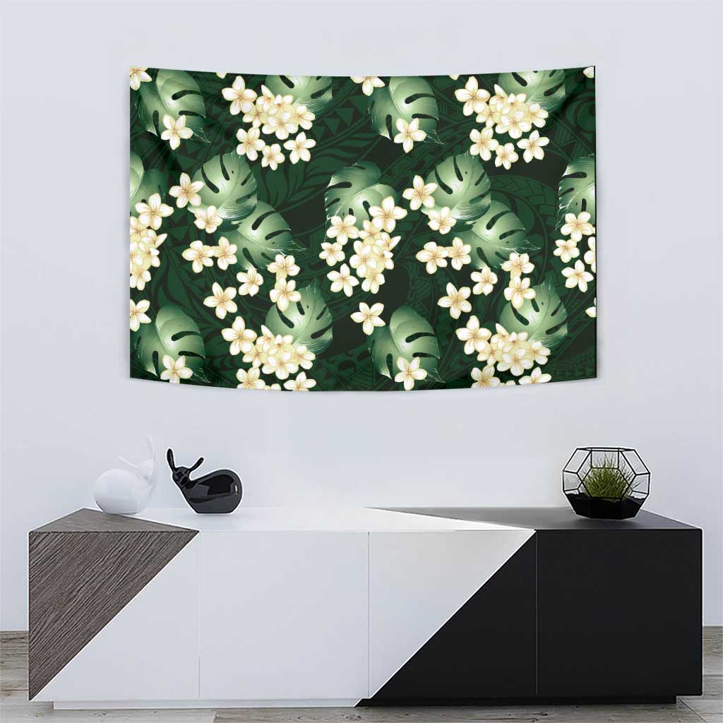 Green Tropical Hawaii Tapestry Seamless Monstera Plumeria Hawaiian Pattern LT14 - Polynesian Pride