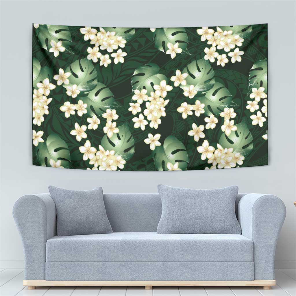 Green Tropical Hawaii Tapestry Seamless Monstera Plumeria Hawaiian Pattern LT14 - Polynesian Pride