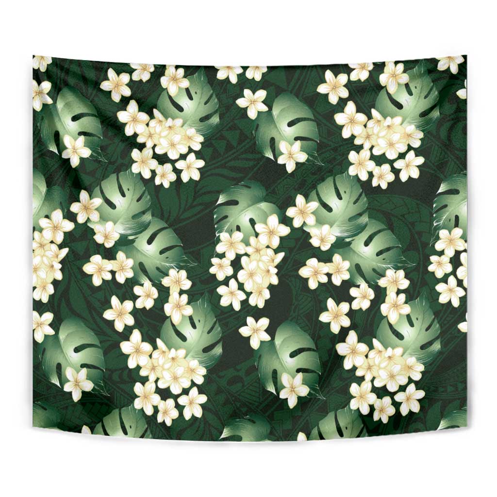 Green Tropical Hawaii Tapestry Seamless Monstera Plumeria Hawaiian Pattern LT14 - Polynesian Pride