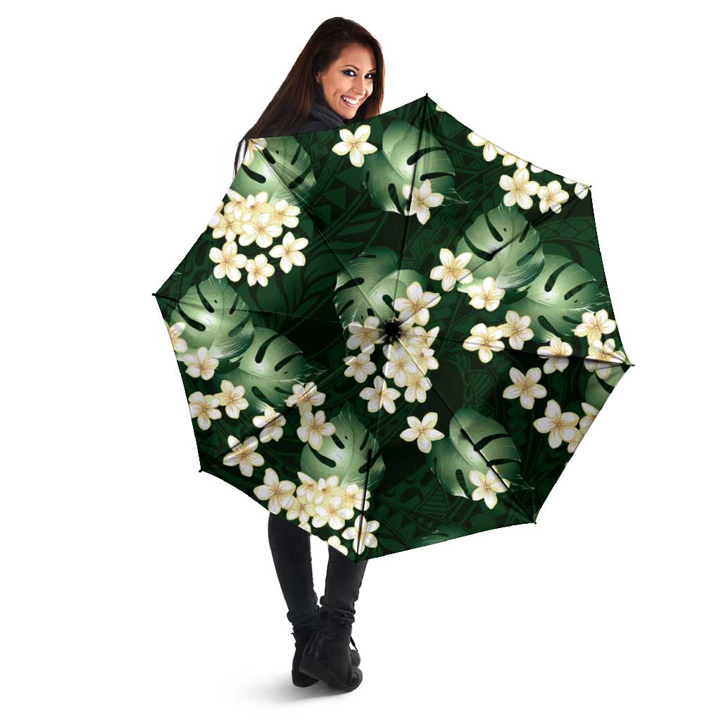 Green Tropical Hawaii Umbrella Seamless Monstera Plumeria Hawaiian Pattern - Polynesian Pride