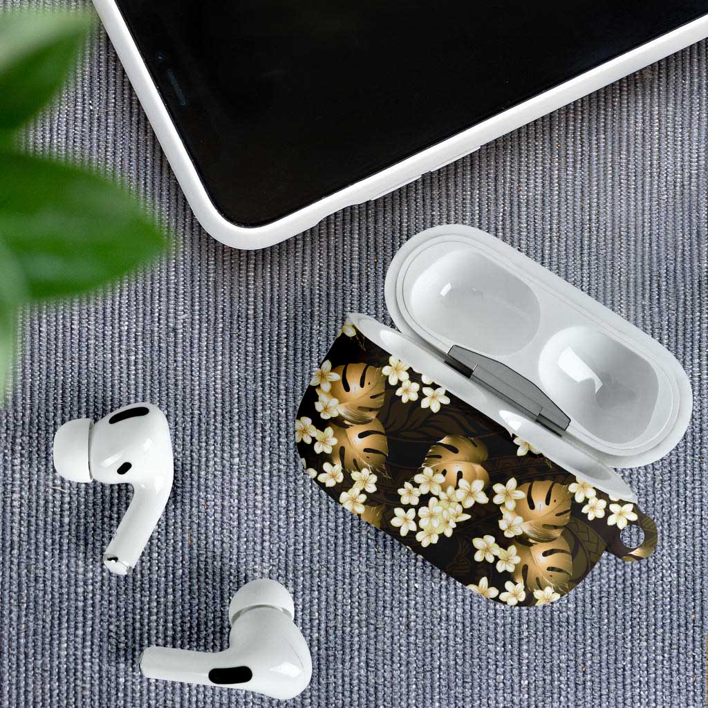 Gold Tropical Hawaii AirPods Case Seamless Monstera Plumeria Hawaiian Pattern - Polynesian Pride