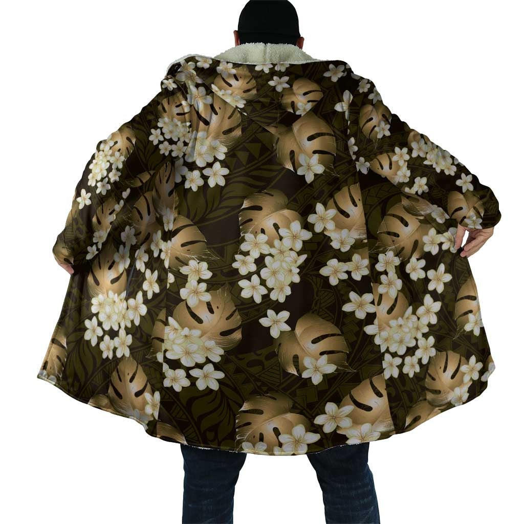 Gold Tropical Hawaii Cloak Seamless Monstera Plumeria Hawaiian Pattern - Polynesian Pride