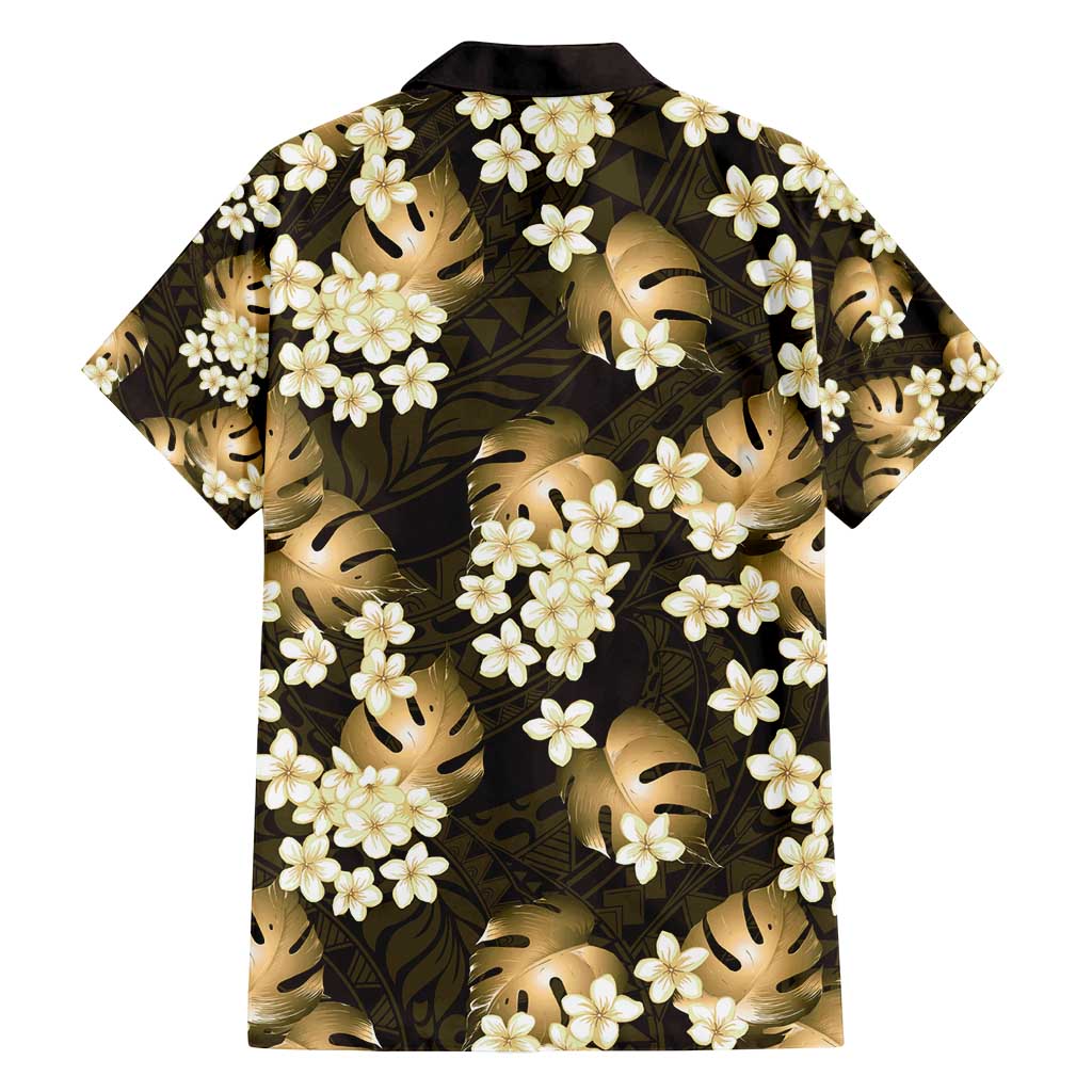 Gold Tropical Hawaii Family Matching Puletasi and Hawaiian Shirt Seamless Monstera Plumeria Hawaiian Pattern LT14 - Polynesian Pride