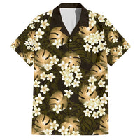 Gold Tropical Hawaii Hawaiian Shirt Seamless Monstera Plumeria Hawaiian Pattern - Polynesian Pride