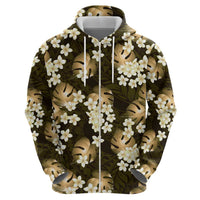 Gold Tropical Hawaii Hoodie Seamless Monstera Plumeria Hawaiian Pattern - Polynesian Pride