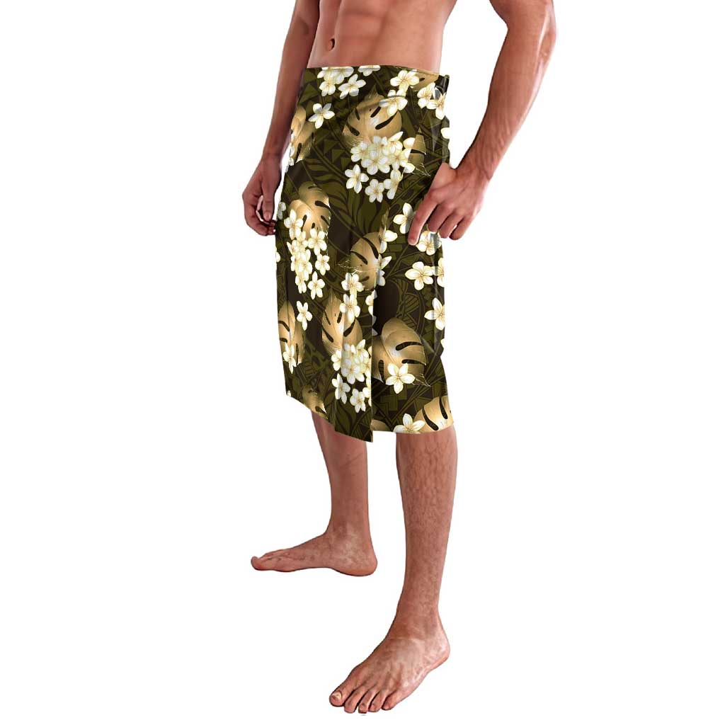 Gold Tropical Hawaii Lavalava Seamless Monstera Plumeria Hawaiian Pattern - Polynesian Pride