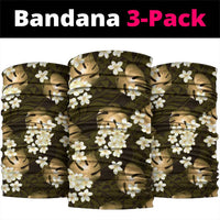 Gold Tropical Hawaii Neck Gaiter Seamless Monstera Plumeria Hawaiian Pattern LT14 package One Size: 25*50cm Gold - Polynesian Pride