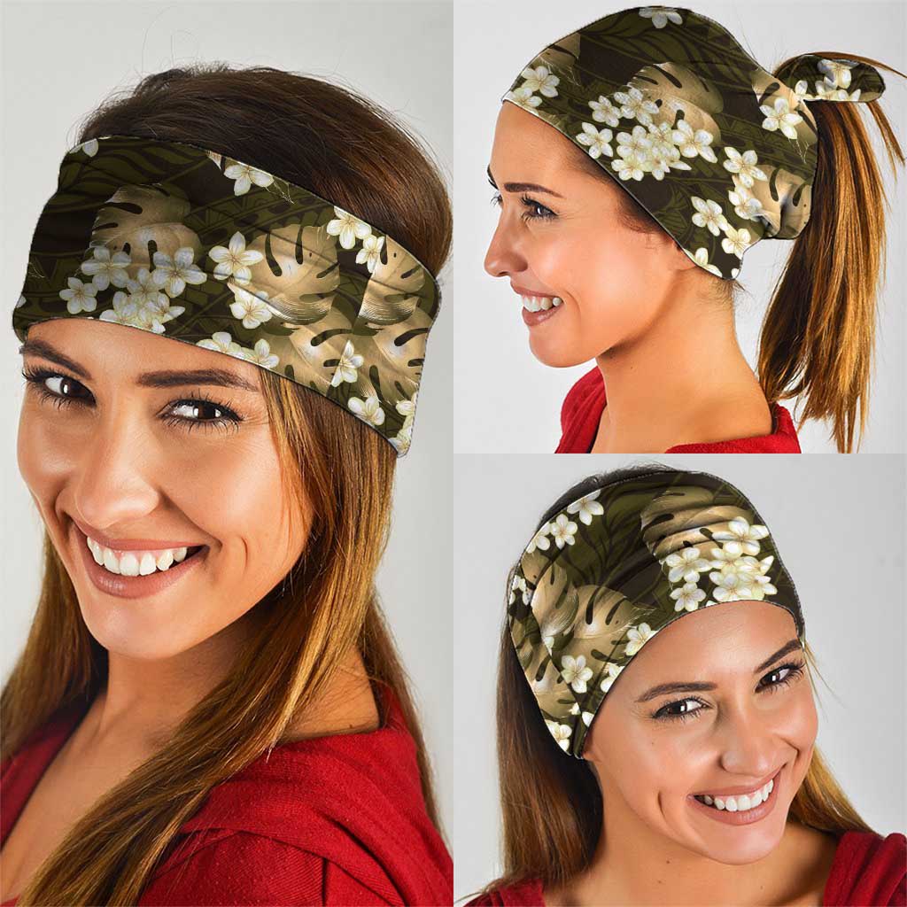 Gold Tropical Hawaii Neck Gaiter Seamless Monstera Plumeria Hawaiian Pattern LT14 - Polynesian Pride