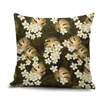 Gold Tropical Hawaii Pillow Cover Seamless Monstera Plumeria Hawaiian Pattern LT14 Gold - Polynesian Pride