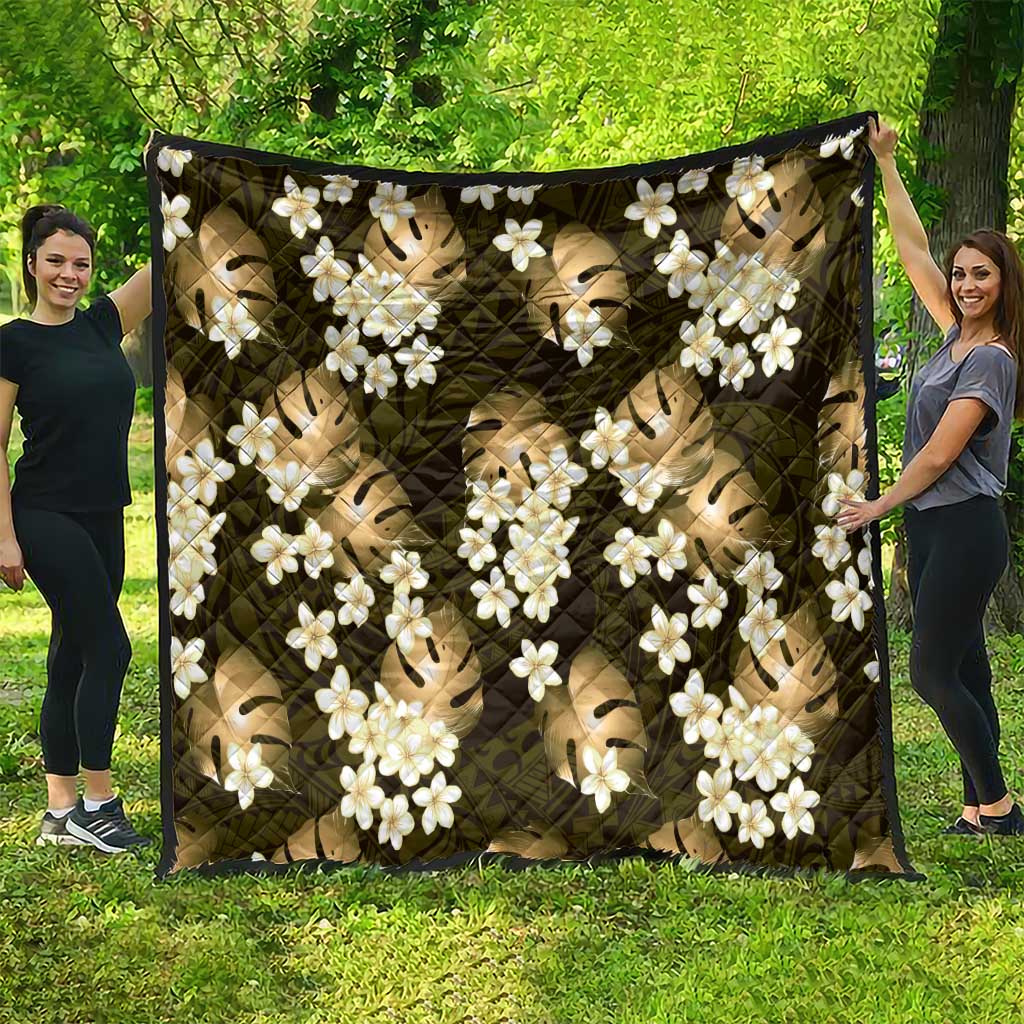 Gold Tropical Hawaii Quilt Seamless Monstera Plumeria Hawaiian Pattern - Polynesian Pride
