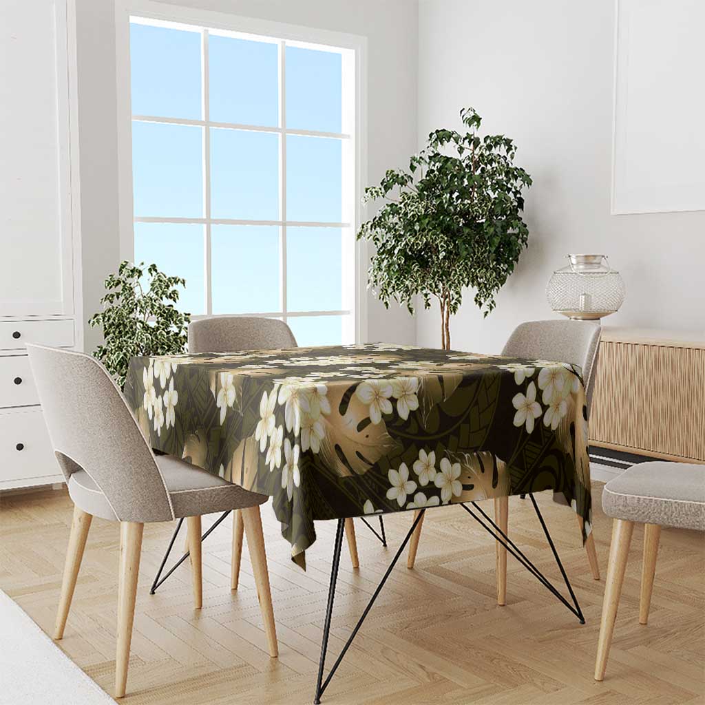 Gold Tropical Hawaii Tablecloth Seamless Monstera Plumeria Hawaiian Pattern LT14 - Polynesian Pride