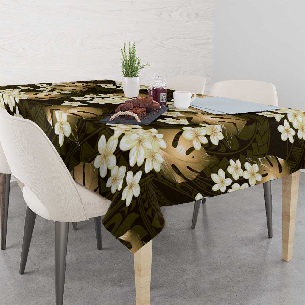 Gold Tropical Hawaii Tablecloth Seamless Monstera Plumeria Hawaiian Pattern LT14 - Polynesian Pride