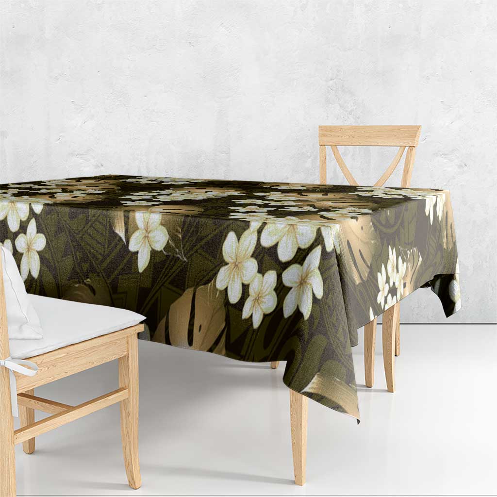 Gold Tropical Hawaii Tablecloth Seamless Monstera Plumeria Hawaiian Pattern LT14 - Polynesian Pride