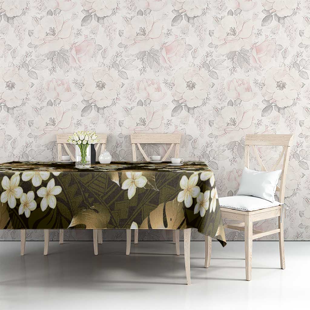 Gold Tropical Hawaii Tablecloth Seamless Monstera Plumeria Hawaiian Pattern LT14 - Polynesian Pride
