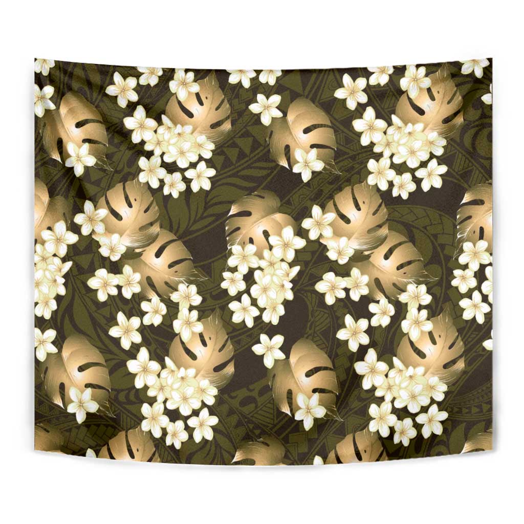 Gold Tropical Hawaii Tapestry Seamless Monstera Plumeria Hawaiian Pattern LT14 - Polynesian Pride