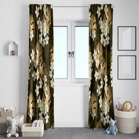 Gold Tropical Hawaii Window Curtain Seamless Monstera Plumeria Hawaiian Pattern LT14 - Polynesian Pride
