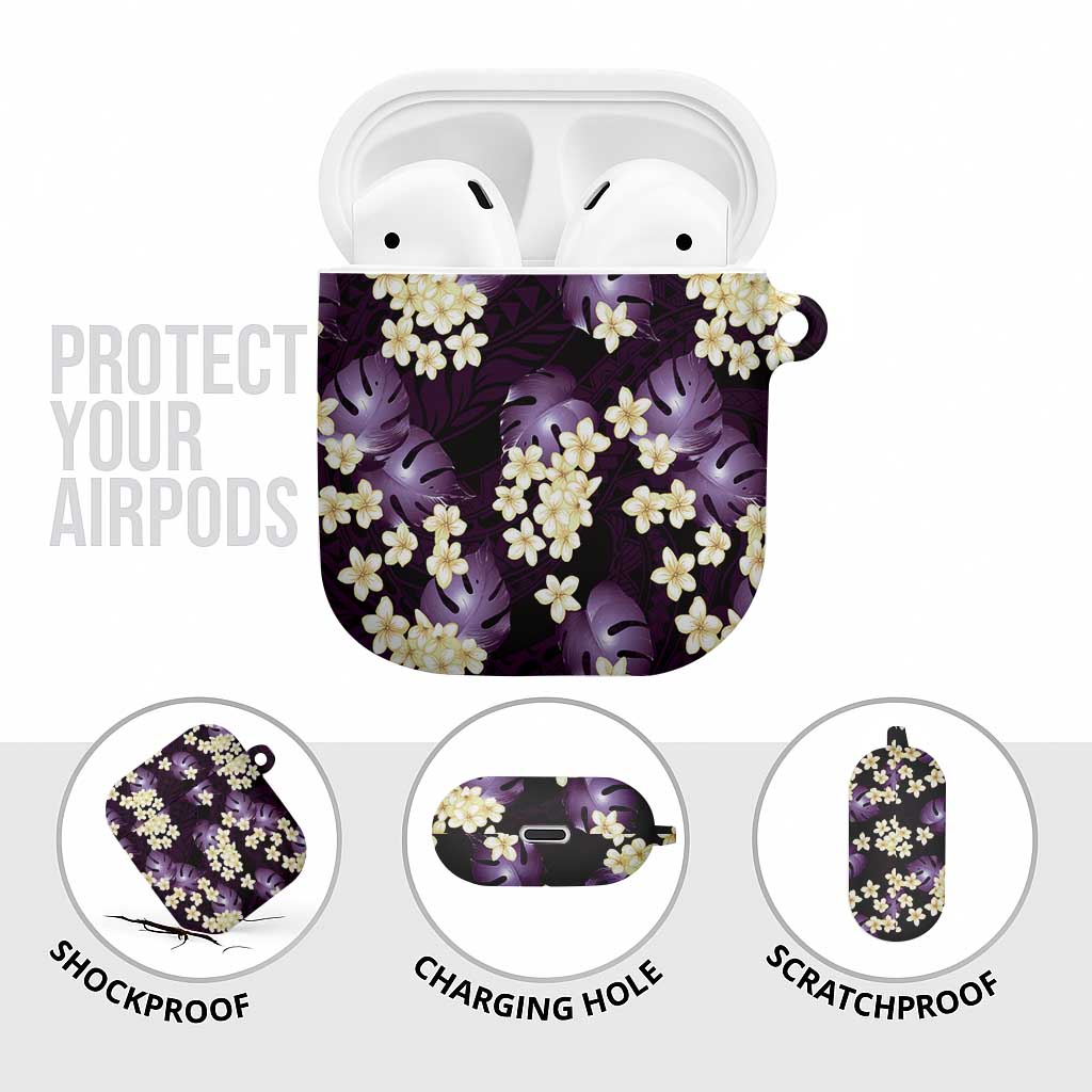 Purple Tropical Hawaii AirPods Case Seamless Monstera Plumeria Hawaiian Pattern - Polynesian Pride