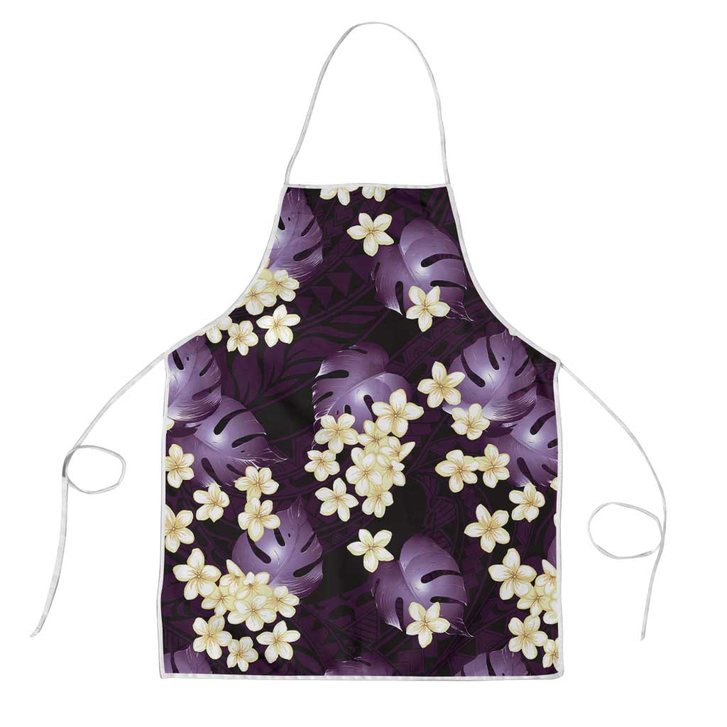 Purple Tropical Hawaii Apron Seamless Monstera Plumeria Hawaiian Pattern - Polynesian Pride