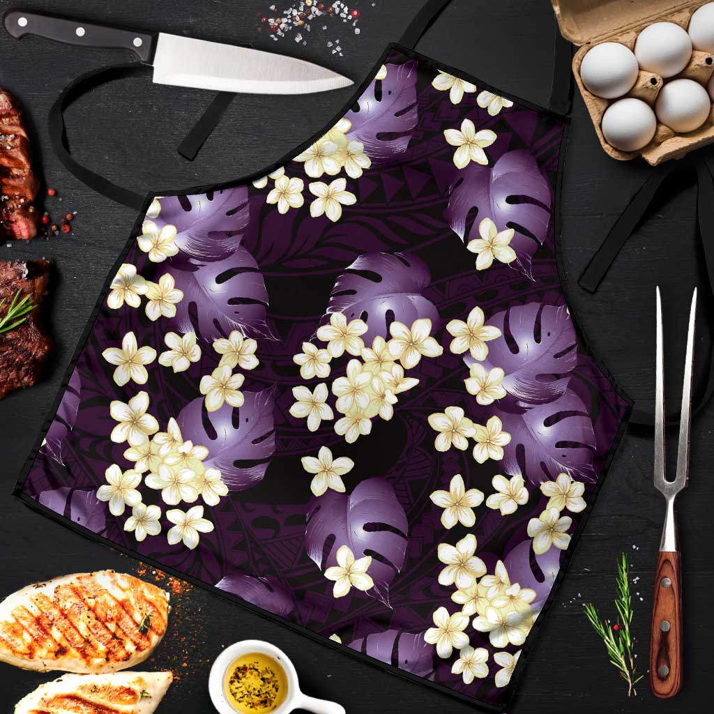 Purple Tropical Hawaii Apron Seamless Monstera Plumeria Hawaiian Pattern - Polynesian Pride