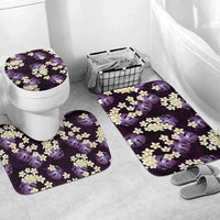 Purple Tropical Hawaii Bathroom Set Seamless Monstera Plumeria Hawaiian Pattern - Polynesian Pride