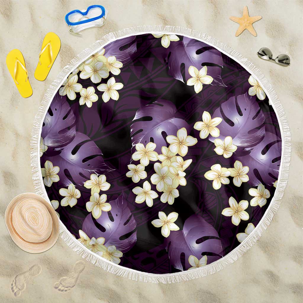 Purple Tropical Hawaii Beach Blanket Seamless Monstera Plumeria Hawaiian Pattern LT14 One Size 150cm Purple - Polynesian Pride