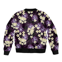 Purple Tropical Hawaii Bomber Jacket Seamless Monstera Plumeria Hawaiian Pattern LT14 - Polynesian Pride