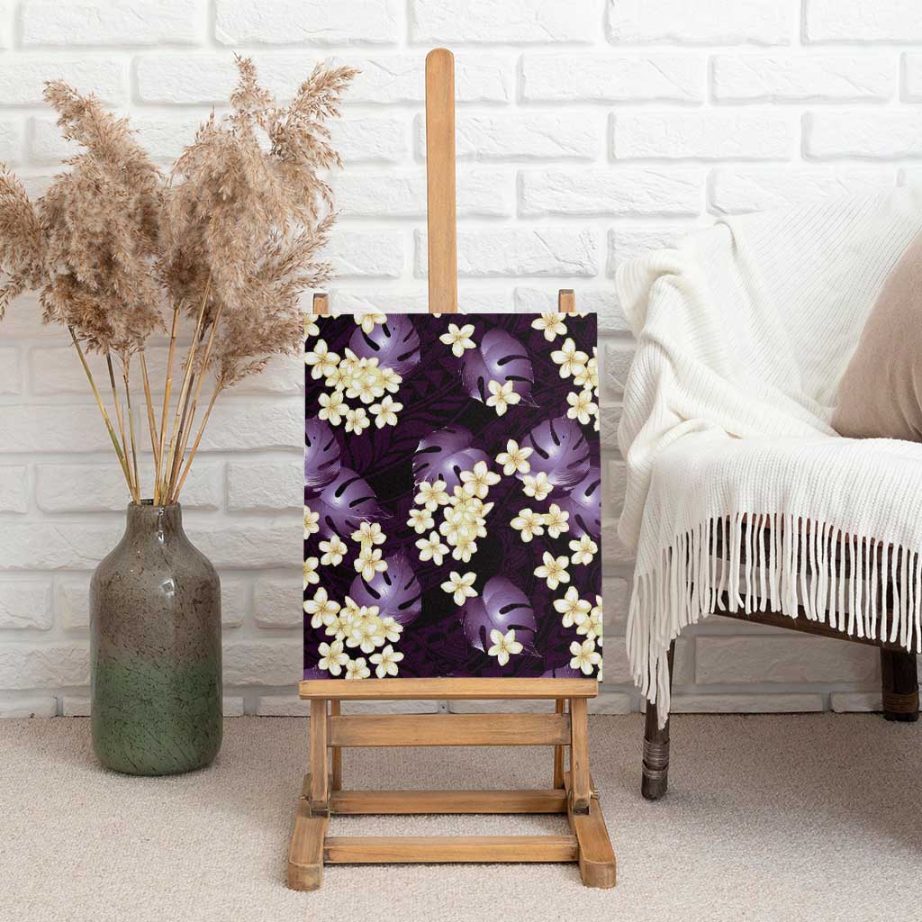 Purple Tropical Hawaii Canvas Wall Art Seamless Monstera Plumeria Hawaiian Pattern - Polynesian Pride