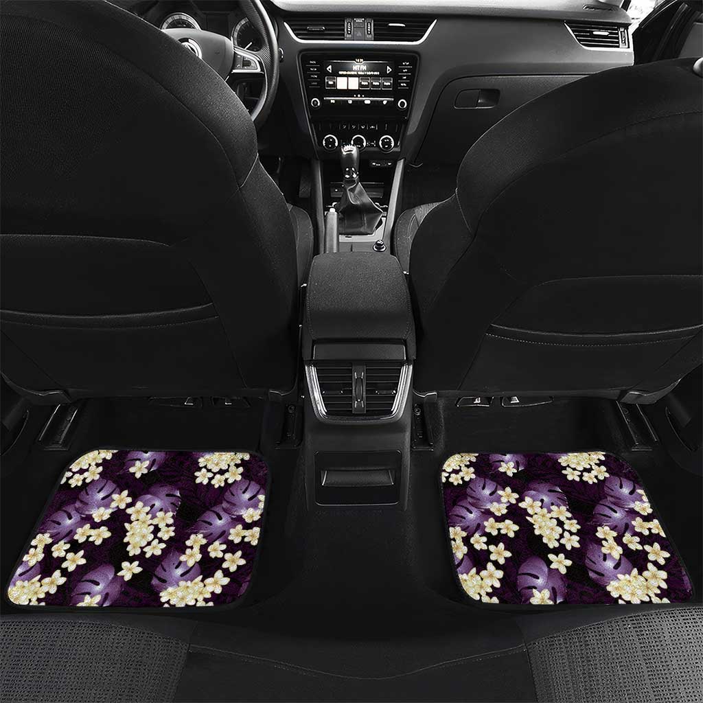 Purple Tropical Hawaii Car Mats Seamless Monstera Plumeria Hawaiian Pattern - Polynesian Pride