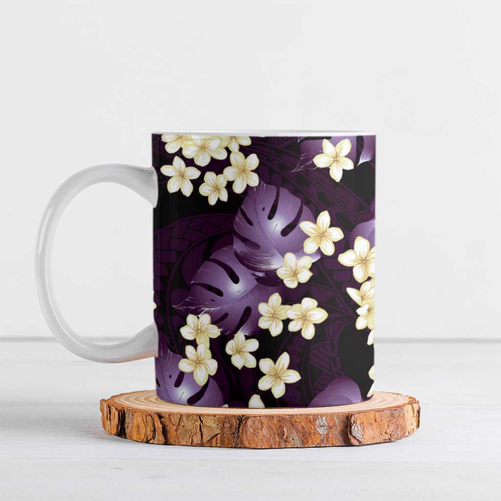 Purple Tropical Hawaii Ceramic Mug Seamless Monstera Plumeria Hawaiian Pattern LT14 Purple - Polynesian Pride
