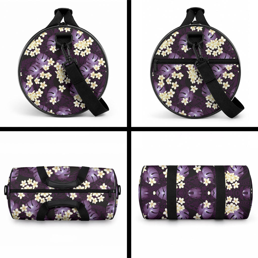 Purple Tropical Hawaii Duffle Bag Seamless Monstera Plumeria Hawaiian Pattern
