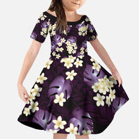 Purple Tropical Hawaii Family Matching Long Sleeve Bodycon Dress and Hawaiian Shirt Seamless Monstera Plumeria Hawaiian Pattern - Polynesian Pride