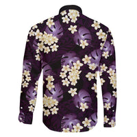 Purple Tropical Hawaii Family Matching Long Sleeve Bodycon Dress and Hawaiian Shirt Seamless Monstera Plumeria Hawaiian Pattern - Polynesian Pride