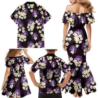 Purple Tropical Hawaii Family Matching Mermaid Dress and Hawaiian Shirt Seamless Monstera Plumeria Hawaiian Pattern - Polynesian Pride