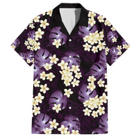 Purple Tropical Hawaii Family Matching Off The Shoulder Long Sleeve Dress and Hawaiian Shirt Seamless Monstera Plumeria Hawaiian Pattern - Polynesian Pride