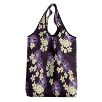 Purple Tropical Hawaii Grocery Bag Seamless Monstera Plumeria Hawaiian Pattern - Polynesian Pride