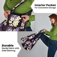 Purple Tropical Hawaii Grocery Bag Seamless Monstera Plumeria Hawaiian Pattern - Polynesian Pride