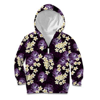 Purple Tropical Hawaii Kid Hoodie Seamless Monstera Plumeria Hawaiian Pattern - Polynesian Pride