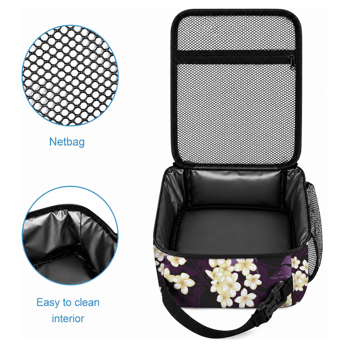 Purple Tropical Hawaii Lunch Bag Seamless Monstera Plumeria Hawaiian Pattern
