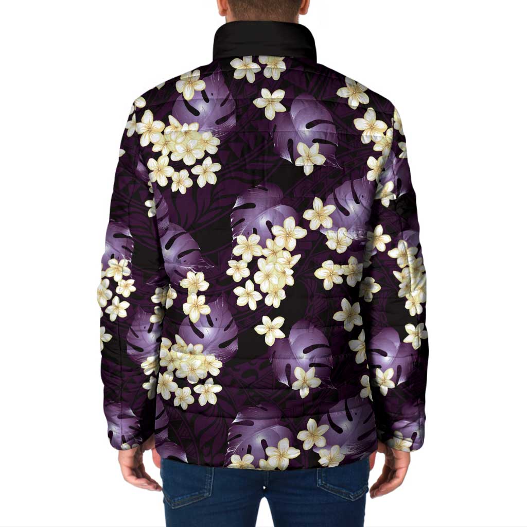 Purple Tropical Hawaii Padded Jacket Seamless Monstera Plumeria Hawaiian Pattern LT14 - Polynesian Pride