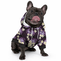 Purple Tropical Hawaii Pet Hoodie Seamless Monstera Plumeria Hawaiian Pattern